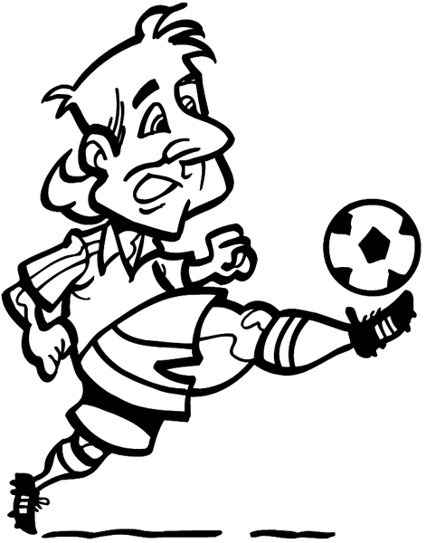 Man kicking soccer ball vinyl sticker. Customize on line. Sports 085-1401